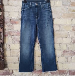Mother high waisted cropped ankle fray denim size 25 dark wash